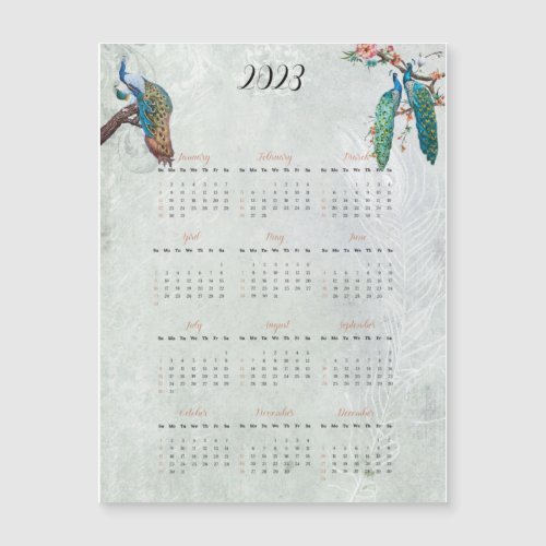 2023 Calendar with Vintage Peacocks 