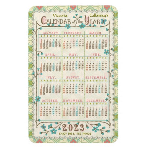 2023 Calendar Year Custom  Victorian Art Nouveau Magnet