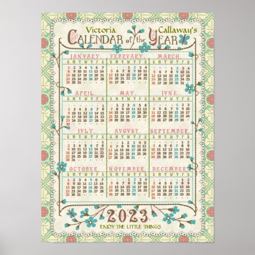 2023 Calendar Year Victorian Art Nouveau  Custom Poster