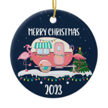 2023 Camper Flamingo Christmas Ornament