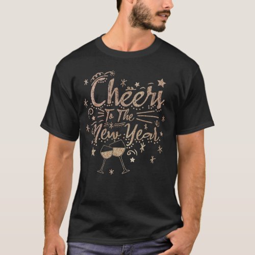 2023 Cheers To The New Year Glittery Texture T_Shirt