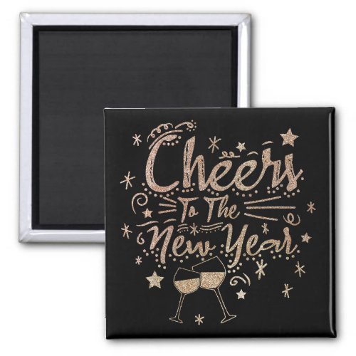 2023 Cheers To The New Year Glittery Texture Text Magnet