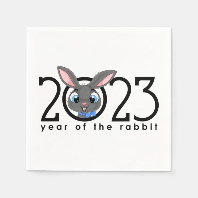 2023 Chinese New Year Cartoon Rabbit Napkins (Front)