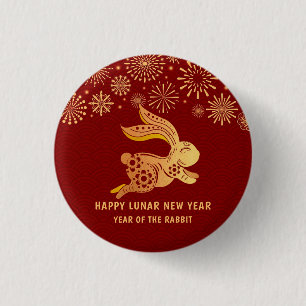 2023 Chinese New Year Paper-Cut Zodiac Rabbit Sign Button