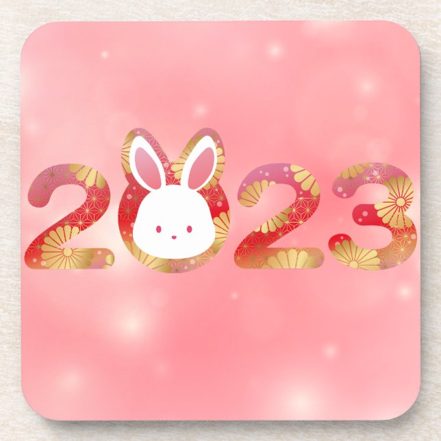 2023, Chinese New Year, Rabbit  Beverage Coaster (Front)