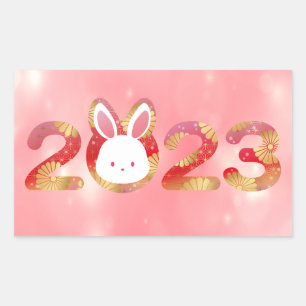 2023, Chinese New Year, Rabbit Rectangular Sticker
