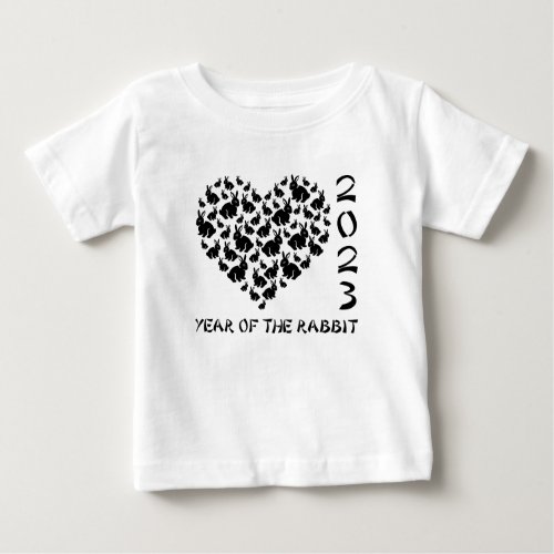 2023 Chinese Year Of The Rabbit Heart Silhouette Baby T_Shirt