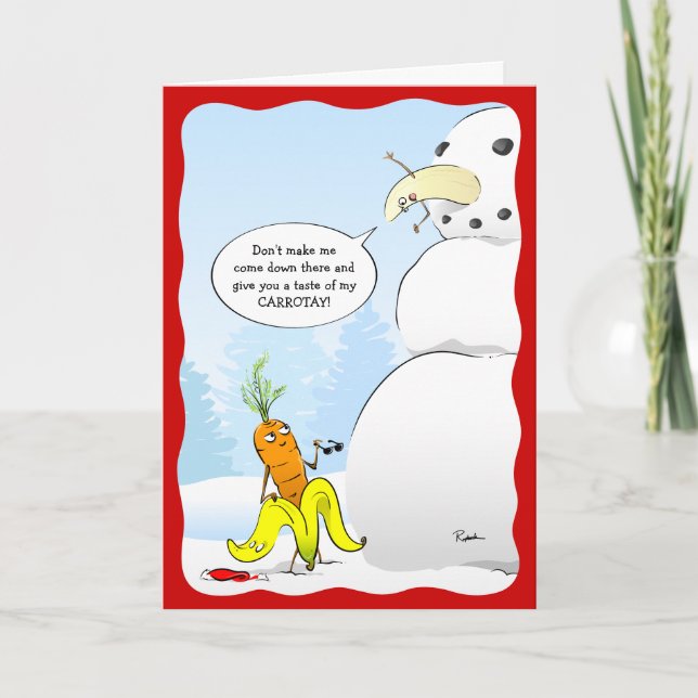 2023 Christmas Banana Karate Carrot Snowman Funny Holiday Card (Front)