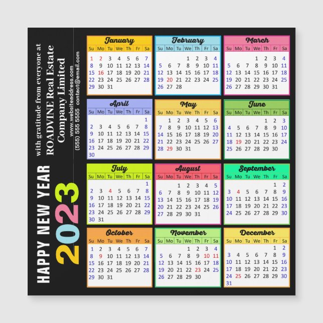 2023 Colorful Calendar Modern Business Magnetic (Front)