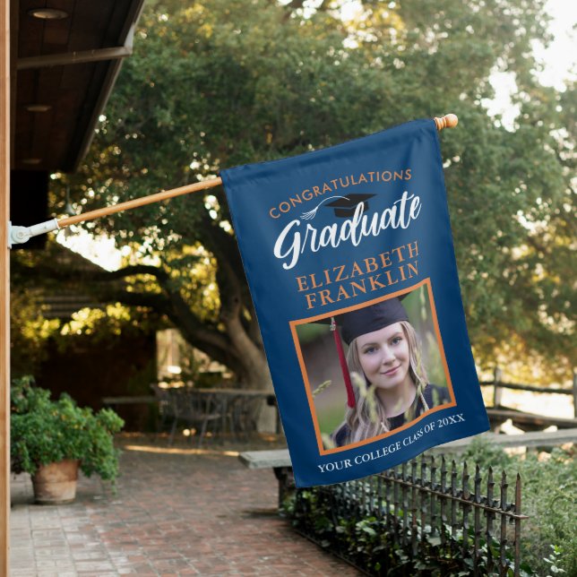 2023 Congrats Graduation School Colors Photo  House Flag (In SItu)