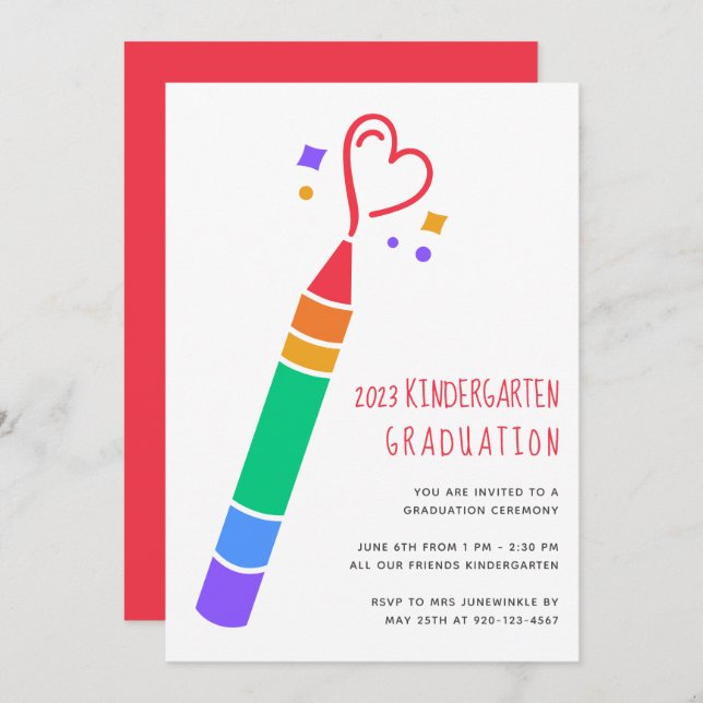 2023 Crayon Kindergarten Graduation Invitation (Front/Back)