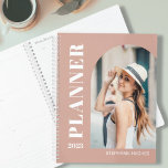 2023 Custom Photo Blush Pink Planner<br><div class="desc">This stylish 2023 Planner features modern typography and a photo template on a blush pink,  rose gold background.
Easily customizable with your photo,  year,  and name.</div>