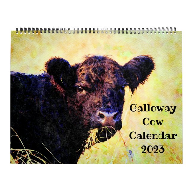 2023 Cute Galloway Cow Cattle Watercolour Painting Calendar (Cover)
