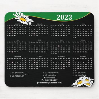 2023  Daisy On  Black And White Mouse Pad by Stangrit at Zazzle