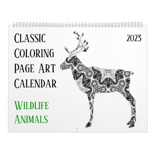 2023 Deer Bear Wildlife Animals _ Adult Coloring Calendar