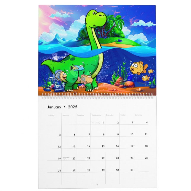 2023-dinosaur-world-calendar-kids-calendar-print-zazzle