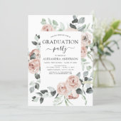 2023 Emerald Green Graduation Floral Greenery Invitation (Standing Front)