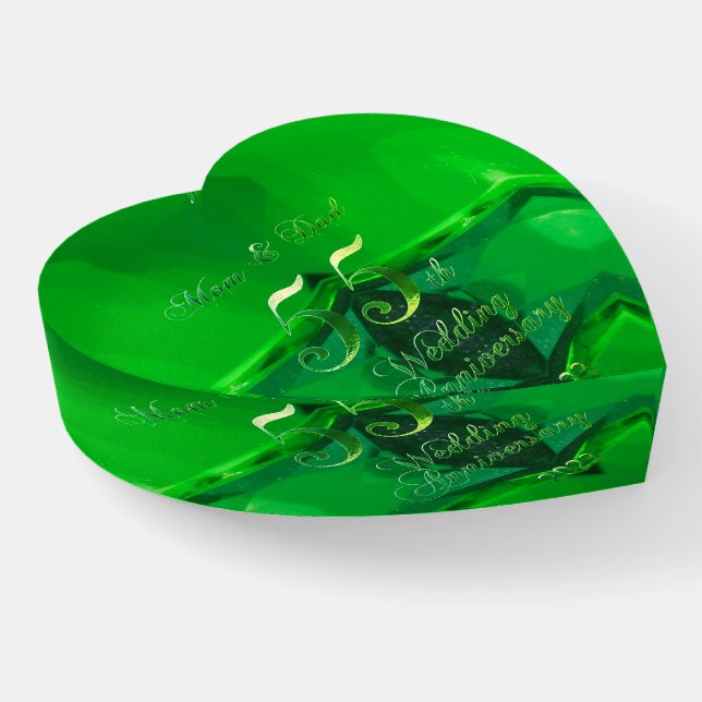 2023 Emerald Wedding 55th Anniversary Parents Paperweight (Angled)