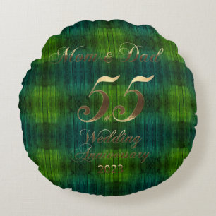 2023 Emerald Wedding 55th Anniversary Parents Round Pillow