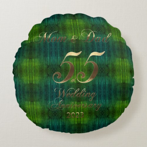 2023 Emerald Wedding 55th Anniversary Parents Round Pillow