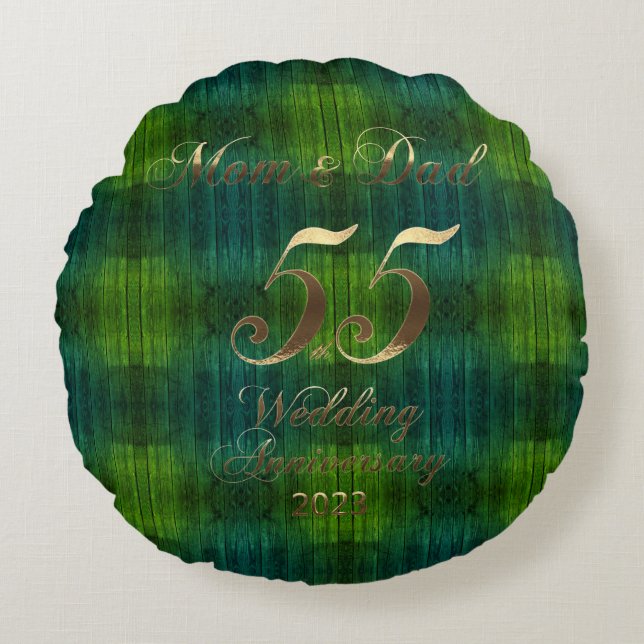2023 Emerald Wedding 55th Anniversary Parents Round Pillow (Front)
