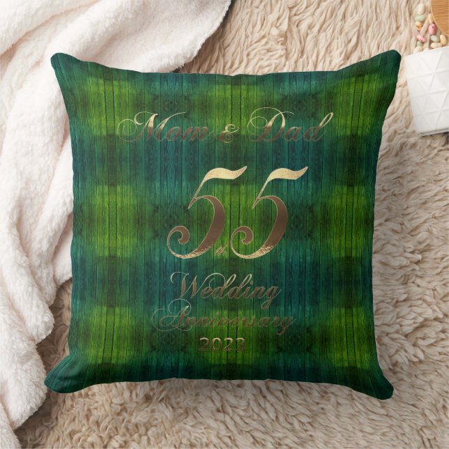 2023 Emerald Wedding 55th Anniversary Parents Throw Pillow (Blanket)