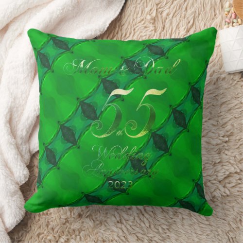 2023 Emerald Wedding 55th Anniversary Parents Throw Pillow