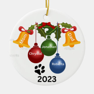 2023 Family Christmas Ornament, personalized Ceramic Ornament