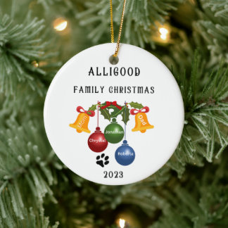 2023 Family Christmas Ornament, personalized Ceramic Ornament