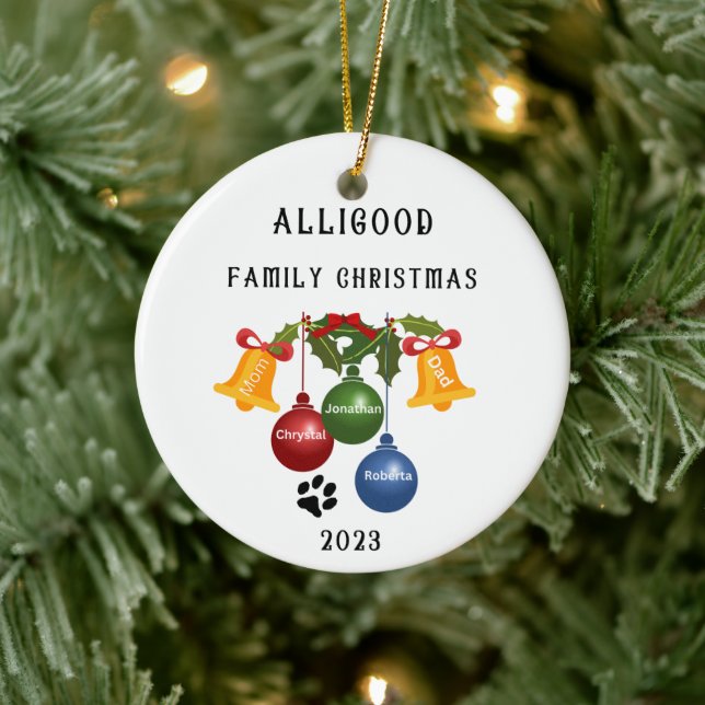 2023 Family Christmas Ornament, personalized  Ceramic Ornament (Tree)