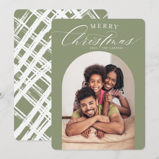 2023 FAMILY PHOTO CARD christmas arch frame olive (Front/Back)