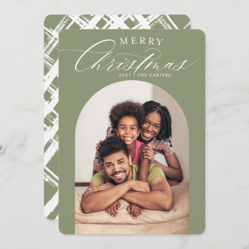 2023 FAMILY PHOTO CARD christmas arch frame olive