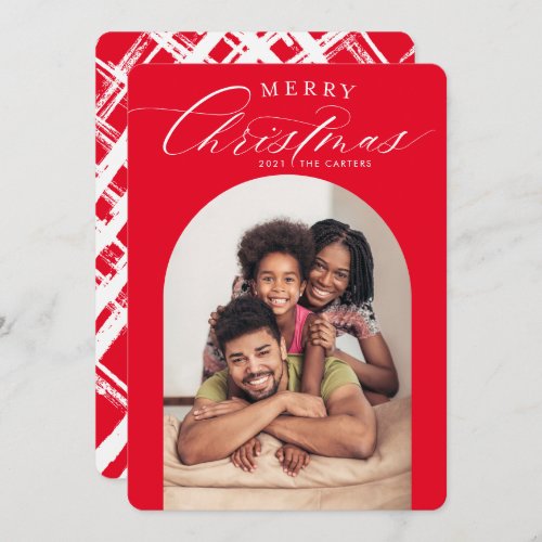 2023 FAMILY PHOTO CARD christmas arch frame RED