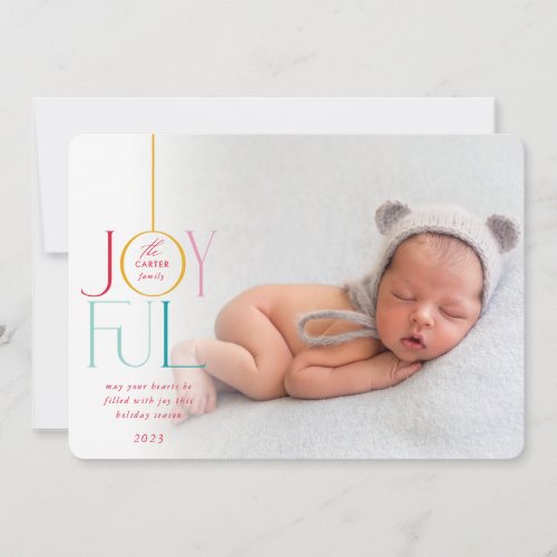 2023 FAMILY PHOTO colorful type modern white fade Holiday Card