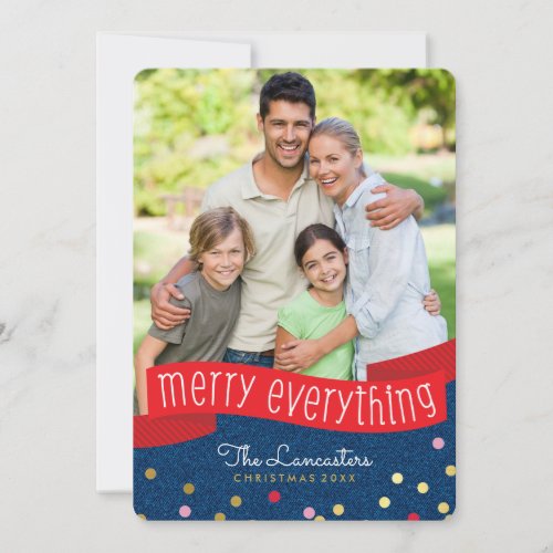 2023 FAMILY PHOTO cute confetti merry everything Holiday Card