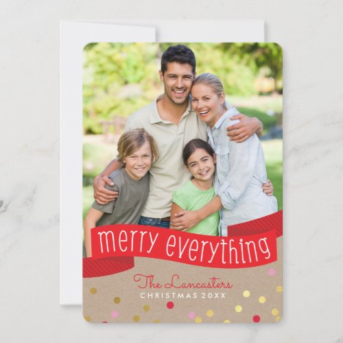 2023 FAMILY PHOTO cute confetti merry everything Holiday Card