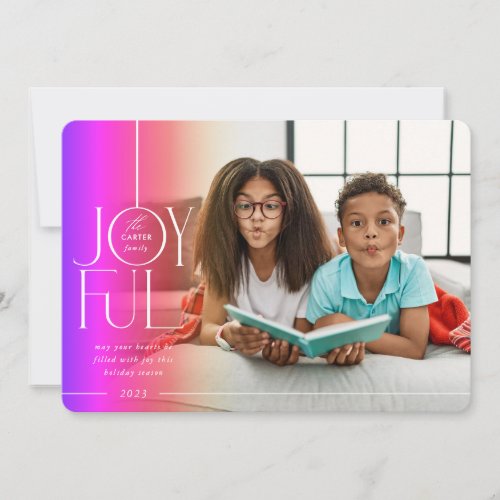 2023 FAMILY PHOTO elegant type modern rainbow fade Holiday Card