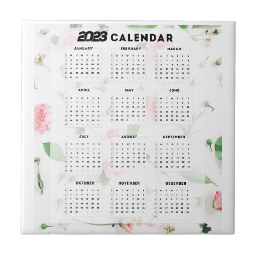 2023 floral calendar ceramic tile
