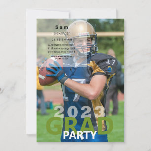 2023 Football Photo Graduation Party Invitation
