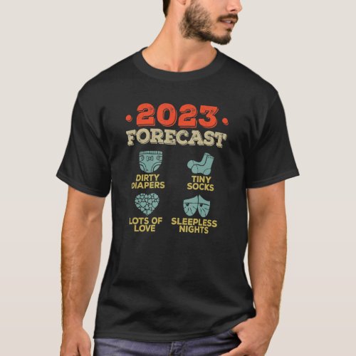2023 Forecast New Mom Dad Expecting Baby Announcem T_Shirt