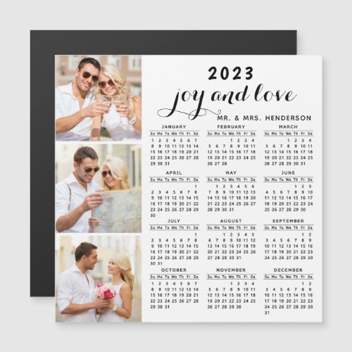 2023 Fridge Calendar Magnet 3 Photo Collage White