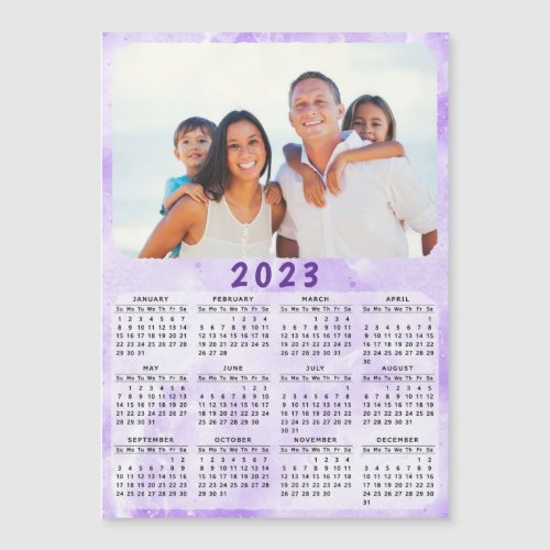 2023 Fridge Magnet Calendar Family Photo Purple