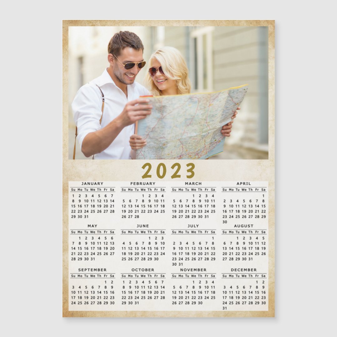 2023 Full Year Magnetic Calendar Custom Photo | Zazzle