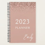 2023 Girly Rose Gold Blush Pink Glitter Planner<br><div class="desc">2023 Rose Gold - Blush Pink Sparkle Glitter Monogram Name and Initial Spiral Notebook. This makes the perfect sweet 16 birthday,  wedding,  bridal shower,  anniversary,  baby shower or bachelorette party gift for someone that loves glam luxury and chic styles.</div>