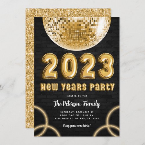 2023 Gold New Years Party Invitation