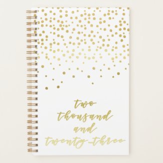 2023 - Gold Script Typography & Confetti Glamorous