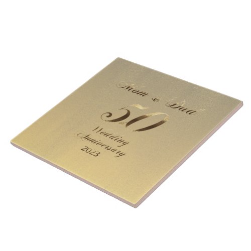 2023 Golden Wedding 50th Anniversary Parents Ceramic Tile