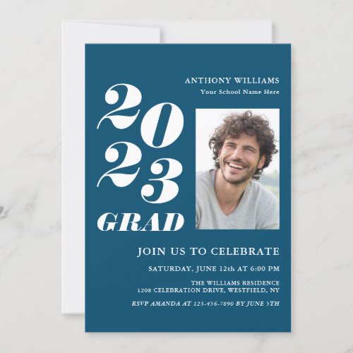 2023 Grad Party Bold Text with Your Photo Invitation