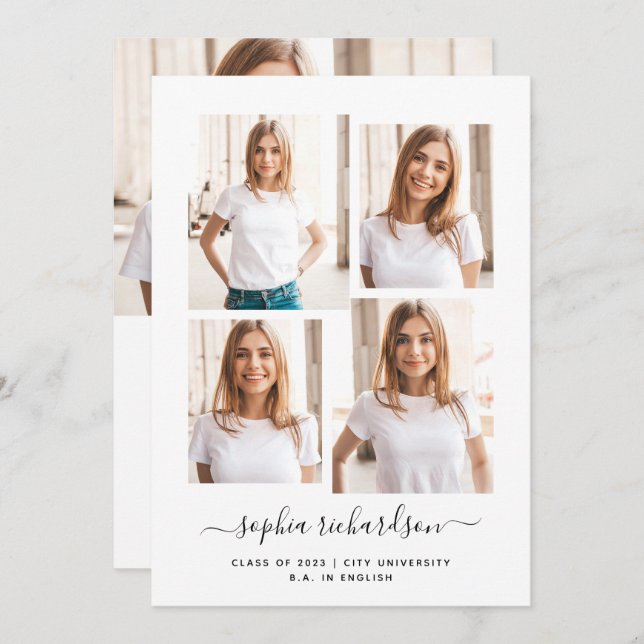 2023 Graduate | Modern Multi Photo Collage Layout (Front/Back)