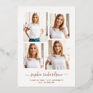 2023 Graduate   Modern Multi Photo Collage Layout Foil Invitation